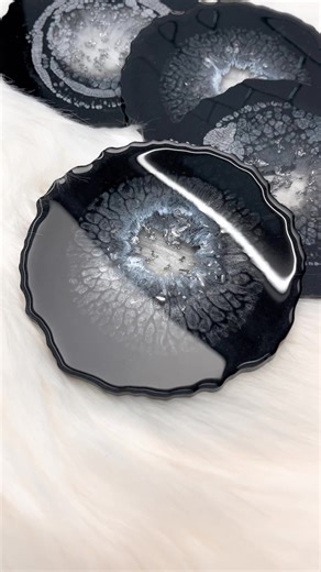 New smoky black and silver coasters #crystals #geode #artist #homedecor #custom