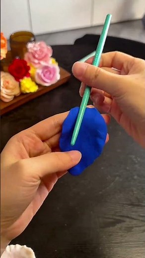 How to Make a Realistic Clay Rose - Blue Polymer Clay Flower DIY #PolymerClay #ClayRose #ClayFlowers