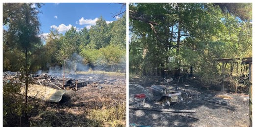 Grass fire burns unoccupied mobile home, shed in Natchitoches Parish