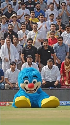 Crowd cheering for cartoon