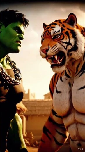 Hulk vs Tiger | Village Power Fight 🔥💪#aivideo #youtubeshorts