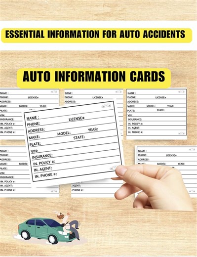 Car Accident Information Exchange Card: Printable PDF for Glove Compartment (US Letter, A5) - Etsy