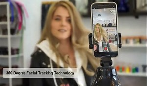 Auto Motion Sensor Tracking Smartphone Pod & Holder for Hands Free 360° Rotation Video Recording Camera Stand Multi-Stream Live, Automatically Take Photos or Videos