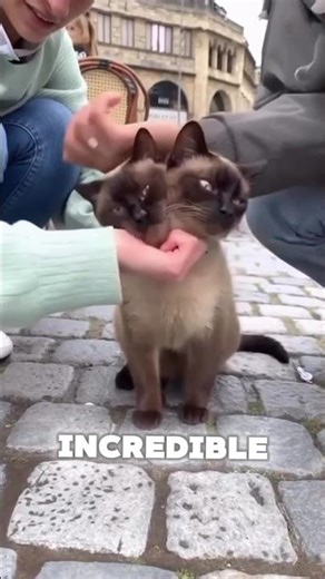 Double-headed cat😼#funnyshorts #funnycats #catshorts