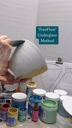 Of course the decorating process does not go this quickly, there are necessary stages to work through and both the inside and outside of the piece has to be considered. Working out a composition for each piece can be frustrating - or it can be fun 😊. I have worked out a method of designing imagery for the 3 dimensional surface that makes it creative and fun. If you’re interested in learning more, simply comment COURSE and I’ll send you the details about my online course ‘The Art of Underglaze’