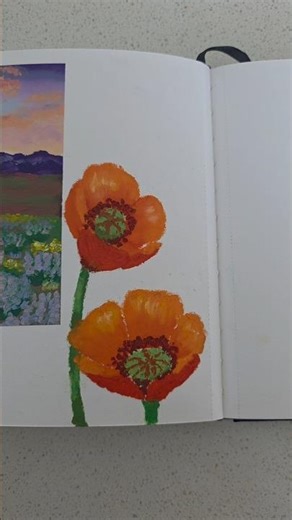 Poppies in Oil Pastel | Flower Illustration