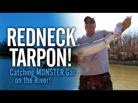 Catching MONSTER Alligator Gar in the River! (Redneck Tarpon Fishing)