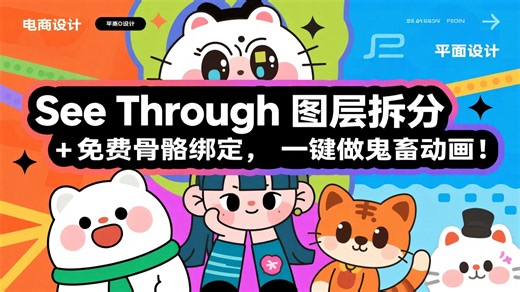 See Through 图层拆分 + 免费骨骼绑定，一键做鬼畜动画！
