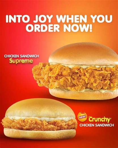 Nag-scroll ka lang, natakam ka pa! Why not order our Crunchy Chicken Sandwich & Chicken Sandwich Supreme today? ​ ​Pwedeng araw-arawin or a jolly treat for yourself! 😋👌🤤 | Jollibee