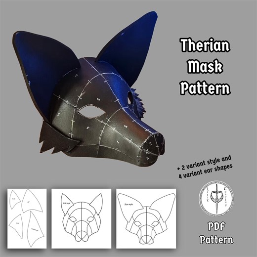 Therian Mask Pattern PDF – Wolf, Fox Styles, 4 Ear Shapes (EVA Foam) - Etsy