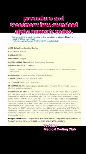 Understand Medical Coding Process using Live surgery operative Record #medicalcoding #surgerycenter