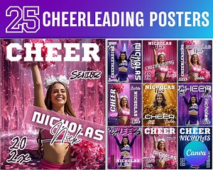 Cheerleader Poster Canva Editable Template, Canva Editable Cheerleading Banners, Senior Cheer Team Poster, Custom Cheer Digital Background - Etsy