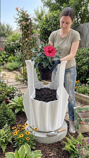 DIY Cement Planter That Looks Expensive 🌿#diygarden #shorts