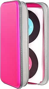 CD Case Holder,UENTIP 96 Capacity DVD Case Hard Plastic Case Holder CD Organizer Wallet Protective DVD Storage (96, Pink) | CD DVD Storage,Zipper Closure,Scratch-Resistant Sleeves,Stay Away Dust and Damp,Storage Music Video Gaming Discs Blu-ray