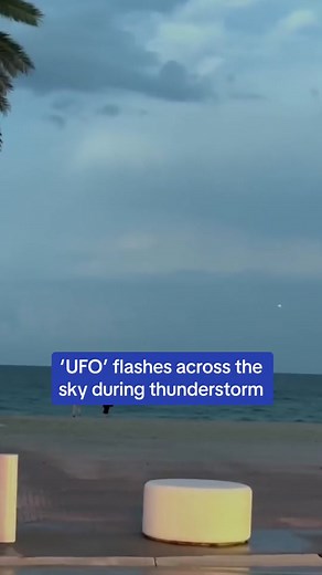 This is the extraordinary footage a Florida beachgoer spotted what has been speculated to be a ‘UFO’ flashing across the sky during a thunderstorm. #fyp #ufo #florida #fortlauderdale #aliens