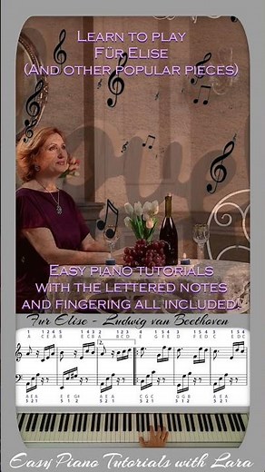 L. Beethoven " Für Elise" Piano Tutorial - Letter Notes #shorts #learnpiano #easypiano