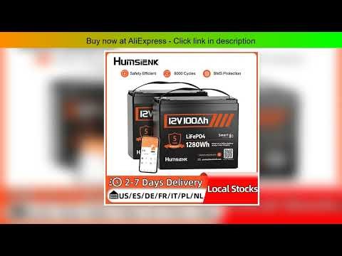 Humsienk LiFePO4 12V 100Ah Bluetooth Battery 2-Packs Grade A Battery 8000 Cycles BMS Grade A For Bo