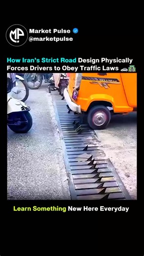 Market Pulse on Instagram: "Iran doesn’t rely on signs and fines alone — its road engineering and traffic calming measures are designed so the infrastructure itself influences driver behavior. Features like speed humps, raised platforms, narrowed lanes, and pattern cues force vehicles to slow down because the road geometry and surface conditions make speeding physically uncomfortable or riskier. These kinds of traffic-calming designs are used worldwide because they change driver behavior through
