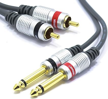 Cinch auf 6.3mm Klinke Kabel 1m 2X Male Chinch Stecker zu 2X Grosse Klinke Mono Audio Adapter