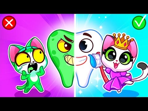 Bad Tooth VS Good Tooth | Brush Your Teeth | Princess VS Zombie Challenge | Purr-Purr Stories