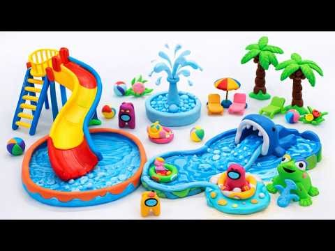 DIY How to make polymer clay miniature Waterpark set, Swimming pool, Water slide | clay miniature tv