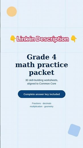 Grade 4 Math Practice Workbook | #4thGradeMath #Grade4Math #MathWorksheets #notion #notiontemplate