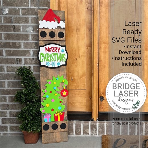 Whimsical Christmas Porch Leaner Sign Laser Cut File, Christmas Tree Interchangeable Porch Sign SVG, Holiday Porch Leaner Laser Cut Sign SVG - Etsy