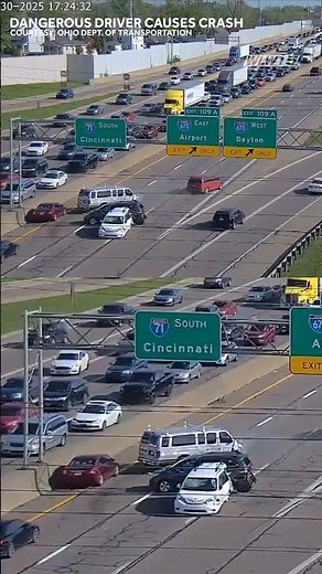 WATCH: Ohio driver stops in middle of I-71, causes multi-car pile up after missing exit