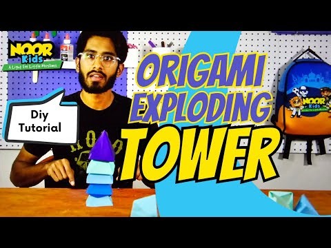 🚀✨Diy Exploding Origami Paper Tower Tutorial #muslim #diycrafts