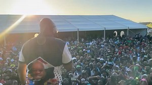 H.E. President Jacob Zuma singing at the Syabalanda Prayer at Nyamazane Primary School, KwaMaphumulo, KZN. The event was attended by members of parliament, National High Command, legislature, KZN Province, Women’s League, Youth League, Students Movement, TikTokers, iLembe region, Pastors and the Bishop. | uMkhonto Wesizwe MK Party Official