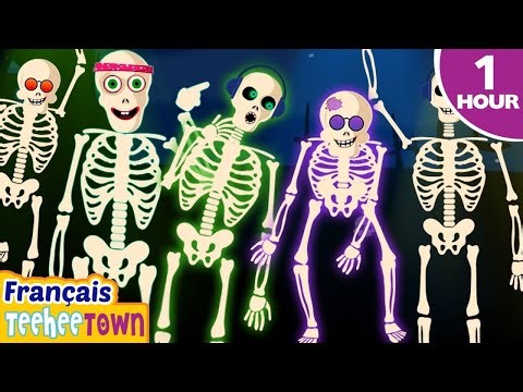 Cinq squelettes effrayants dansent lors d'une nuit effrayante | Magie de Minuit | Teehee Ville