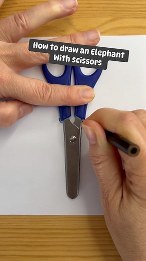Miri - Kids’ Art & Books on Instagram: "Let’s draw an ELEPHANT  with scissors ✂️✍️ Join me in this fun tutorial! 珞 I’ve also created a step-by-step guide for this tutorial as a FREE download! So if you want to draw this elephant at your own pace, go to my bio, download the free guide and start drawing ✍️拾"