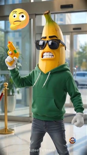 Banana Tries to Rob a Bank with a Toy Water Gun 😂 | Funniest Animated Bank Robbery Ever #shorts
