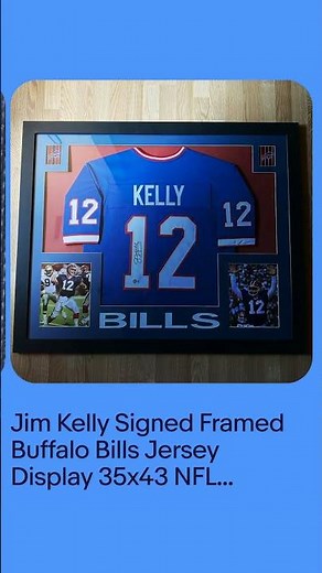 Jim Kelly Signed Framed Buffalo Bills Jersey Display 35x43 NFL Beckett COA