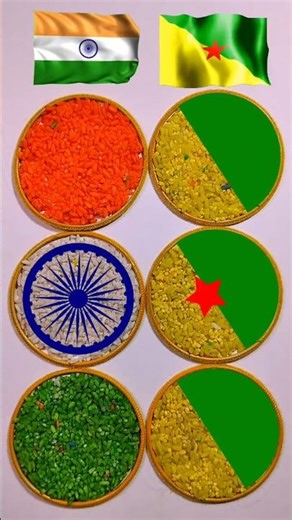 🇮🇳 India Flag & 🇬🇫 French Guiana Flag Bangles Rice Art 🍚🟢 | Creative Flag Art #Shorts