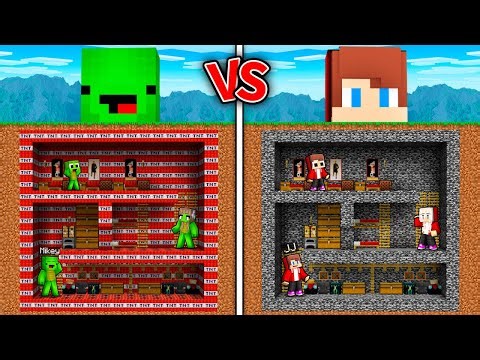 JJ and Mikey : TNT vs BEDROCK Underground Family Base Battle - Maizen in Minecraft ! (Maizen)
