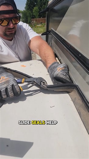 Kestra & James | DIY RV Tips & Upgrades| Travel Family | on Instagram: "Depending how many seals you need to replace on your trailer, you'll want to give yourself about an hour per slide if you're replacing multiple sides. Supplies Needed 📏 Slide Seals- We used RecPro 3" wiper Seal with bulb. It comes in 5ft increments that you'll cut to size. It's self-adhesive 📏 Tape measure- measure to get the length you'll need for replacement and to make sure you get the right size & type of