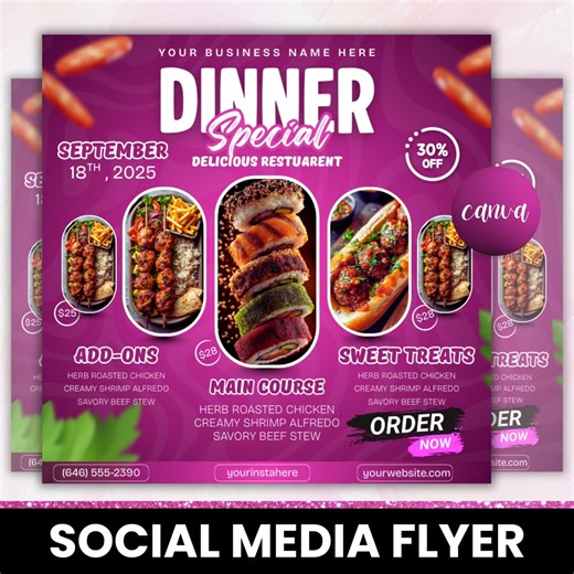 Dinner Specials Flyer, Restaurant Menu Template, Editable Food Flyer, Printable Meal Deal Flyer, Canva Catering Specials Menu Business Flyer - Etsy