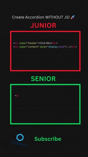 Create Accordion WITHOUT JavaScript! 🚀✨ #HTML #Shorts #Codelixa