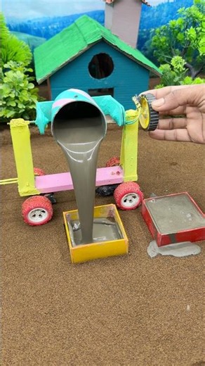 😱 Amazing Mini Construction Machine | Tractor Making Cement Pillar 🚜 #shorts