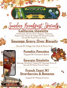 Sunday Morning Specials! Available 6AM-11AM! Dont Forget This Will Be Our Last Sunday For Outdoor Seating! Open Till 3PM! 🦃 🎃 | Chalfont Family Restaurant