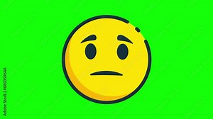 2D emoji disappointed face animated icon. 4K animated icon on green screen background. Loop.