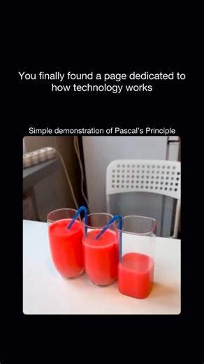 How Technology Works on Instagram: "Follow @howtechnologyworkss to learn how technology shapes our world, one post at a time This experiment is a perfect demonstration of Pascal’s Principle. When pressure is applied to a fluid inside a closed system that pressure spreads evenly in all directions. No matter where you push the force travels through the entire fluid. This is the same principle behind hydraulic brakes car jacks and heavy lifting equipment. A small push on one side can lift something