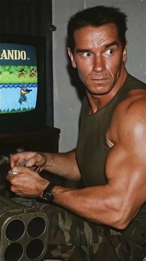 Arnold Schwarzenegger playing commando in 1980🔥