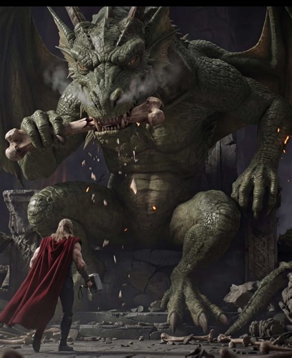 Thor thought thunder ruled the sky… until he met the one creature that doesn’t fear gods ⚡🐉 #Thor #FinFangFoom #ThorVsFinFangFoom #Marvel #EpicBattle