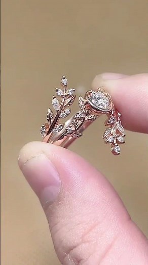 Round Cut Moissanite Engagement Ring Set ✨ Moon Inspired Bridal Set | Romantic Anniversary Gift