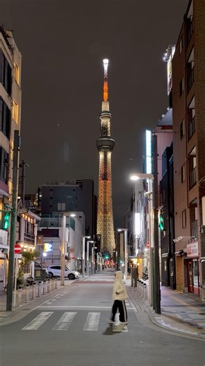 東京スカイツリーを少し遠くから見るならここだよね🗼🌃東武ホテル前からスカイツリービュー通り最高😀#東京スカイツリー#写真スポット#スカイビュー通り#錦糸町#東京夜景
