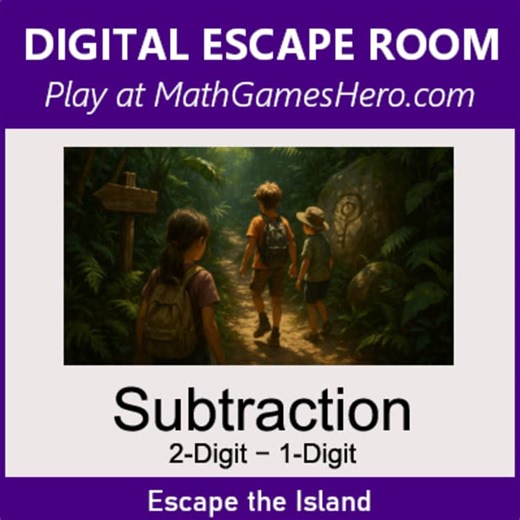 2-Digit - 1-Digit Subtraction | Digital Math Escape Room Game