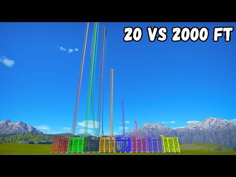 20 vs 2000 FT Drop Down Roller Coaster – Planet Coaster