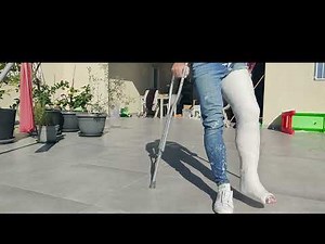 Crutching in my fresh long leg cast